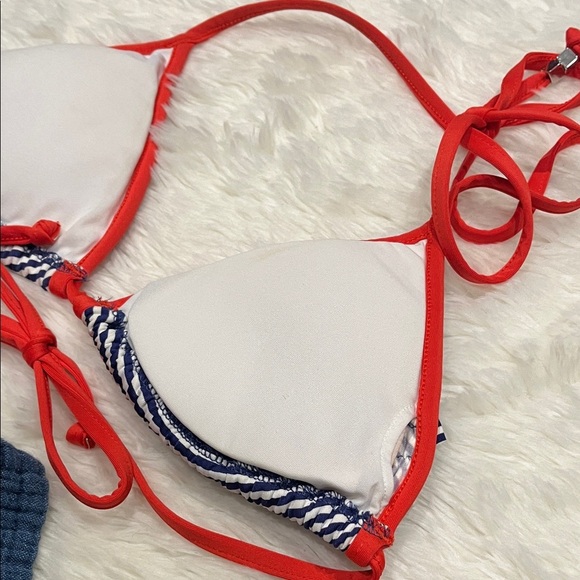 Red and Black Striped Bikini Top - Picture 5 of 5